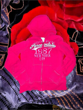 aéropostale Graphic Zip Hoodie Pink Large
